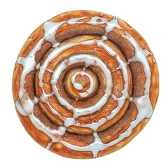 Fototapeta premium Top View of a Spiral Cinnamon Roll with Icing
