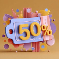 Vibrant 3D Graphic: 50% Off Special Offer