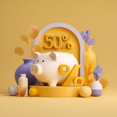 Vibrant 3D Graphic: 50% Off Special Offer