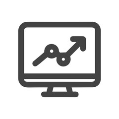 Simple Line Chart on Computer Screen Increasing Trend Icon Symbol