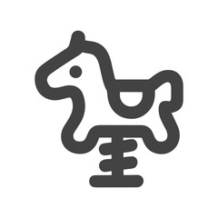 Minimalist Outline Rocking Horse Toy Icon with Spring Base