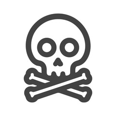 Minimalist Skull and Crossbones Sign Shape Icon for Hazard Symbol