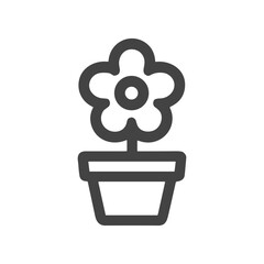 Simple Line Style Flower in Pot Decorative Element Design