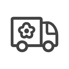 Outline Simple Flower Delivery Truck Minimalist Vehicle Illustration Graphic