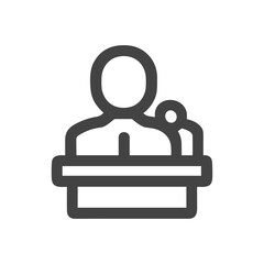 Minimalist Line Style Speaker at Podium Giving Speech Icon