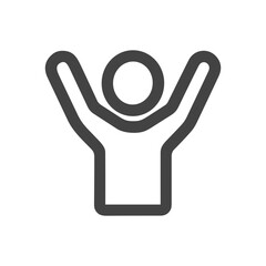 Minimalist Outline Stick Figure Joyful Celebration Character Icon Symbol