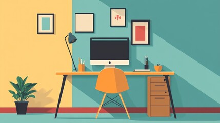 Modern Workspace Interior Scene
