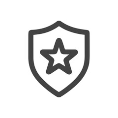 Minimal Outline Star Inside Shield Security Graphic Element Icon