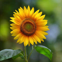 Fototapeta premium Close-up of a Bright Yellow Sunflower in Natural Light 