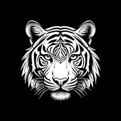 Fototapeta premium Striking White Tiger Face Majestic Powerful Animal Art