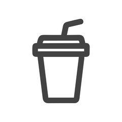 Outline Simple Drink with Straw Glass Shape Icon Sign