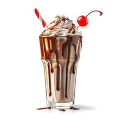 Decadent Chocolate Milkshake Topped with Whipped Cream and a Cherry