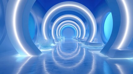 Fototapeta premium Blue futuristic tunnel