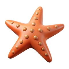 Orange starfish with raised bumps isolated on white background