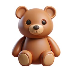Cute brown teddy bear toy sitting isolated on white background