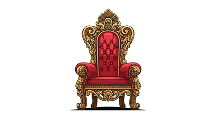 Opulent royal throne in vector design with detailed wood carving and ornate gold accent