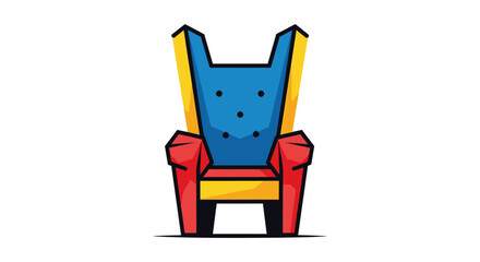 Abstract geometric throne in bold colors with clean lines and minimal shadow in graphic style