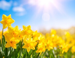 Vibrant Yellow Daffodils Bask Bright
