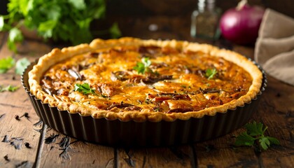 Freshly baked savory quiche