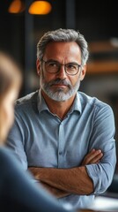 Mature man engaging in inappropriate behavior with a younger colleague, highlighting the issue of workplace  and the importance of respectful conduct, Generative AI