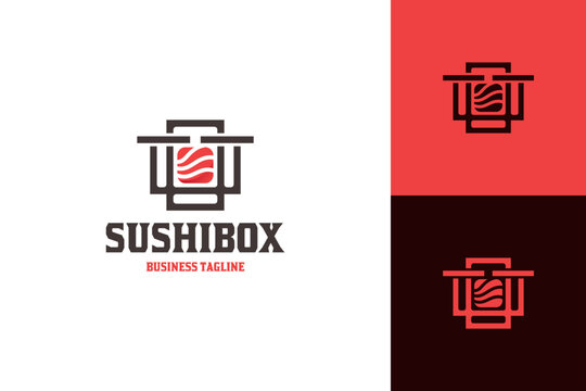 sushi box logo vector suitable for sushi restaurant