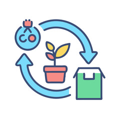 Obraz premium Sustainable cycle icon with plant, arrows, and money