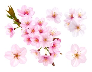 Delicate pink and white cherry blossoms arranged in a graphic design