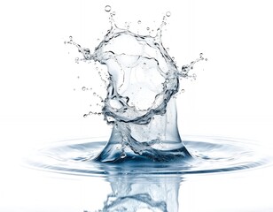Liquid splash frozen motion clear droplets blue water splash