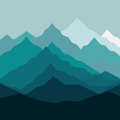 Naklejka premium Abstract teal mountain range landscape