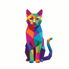 Geometric Polygon Cat Abstract Vector Art