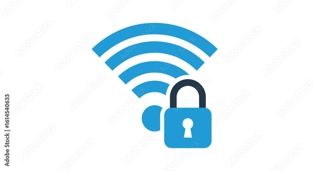 Aufkleber wi-fi security concept. icon shows wireless network signal with padlock to represent connection prot