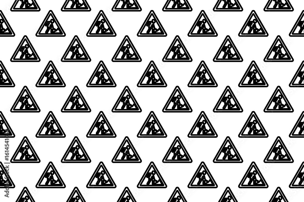 Poster seamless pattern completely filled with outlines of road work signs. elements are evenly spaced. ill
