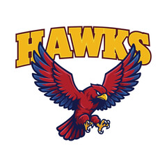 Obraz premium Soaring Hawks Mascot with Wings Spread