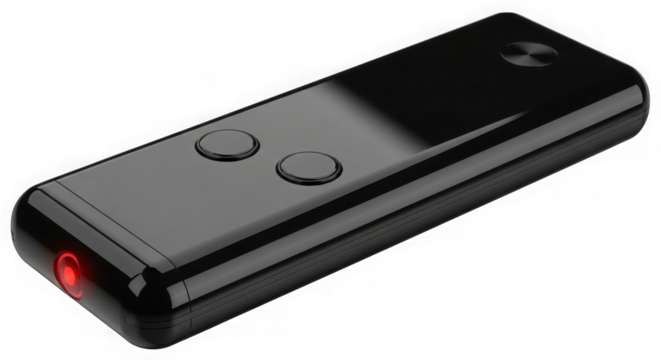 Black presentation remote control isolated on transparent background