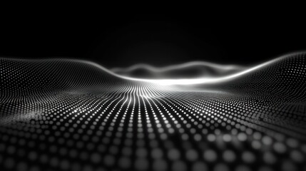 Abstract digital landscape with particles moving