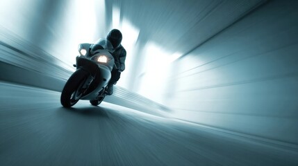 Motorcycle speeding in tunnel