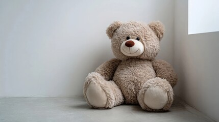 Obraz premium Teddy bear sitting in corner