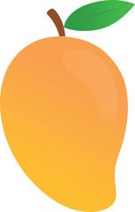 Whole unripe yellow mango vector with gradient on transparent background