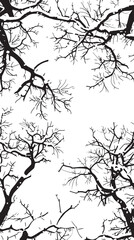 Fototapeta premium Snow-covered branches in a winter scene. silhouette illustration