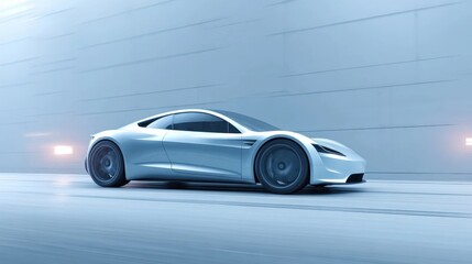 Modern sleek car in motion