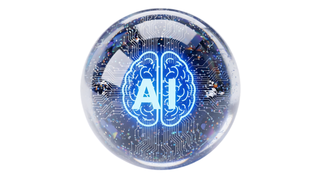Artificial Intelligence Brain Sphere isolated on a transparent background