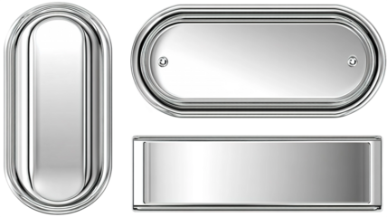 Vector metal labels on transparent background
