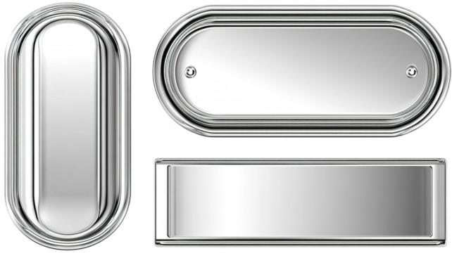 Vector metal labels on transparent background