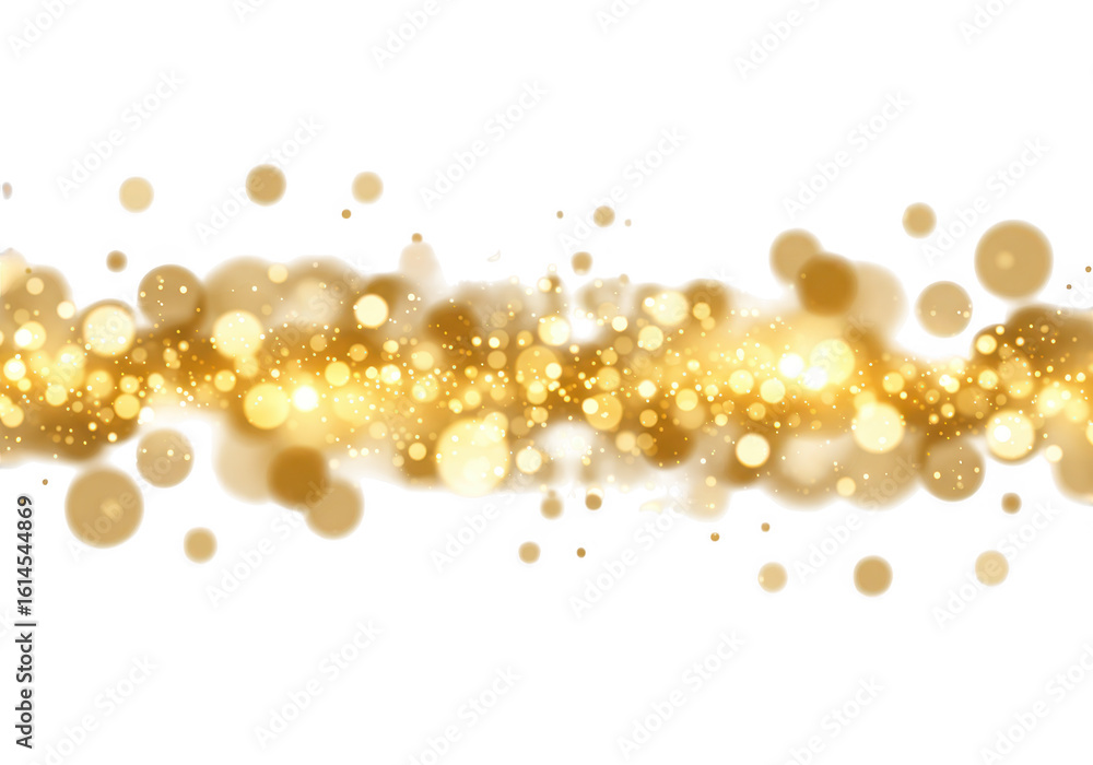 Aufkleber a festive abstract background of golden bokeh lights and sparkles isolated on transparent background