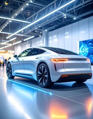 Obraz premium Futuristic electric car showroom