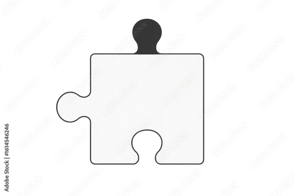 Poster white jigsaw puzzle piece with transparent background representing problem solving