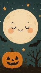 Fototapeta premium Cute Halloween moon design