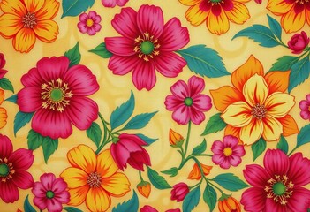 Vibrant faded floral textile with rich, earthy tones, vintage,   print