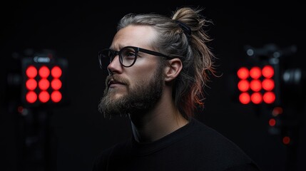 Side Portrait of a Bearded Man with Modern Lighting
