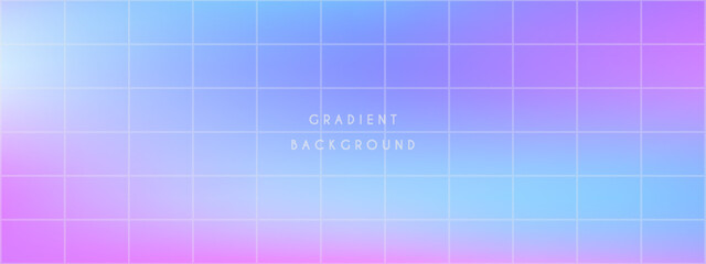 Pastel gradient grid over abstract Y2K backdrop. Background built with soft transition tones. Colors include pink, indigo, cyan, orchid, and sky blue. Vector illustration.